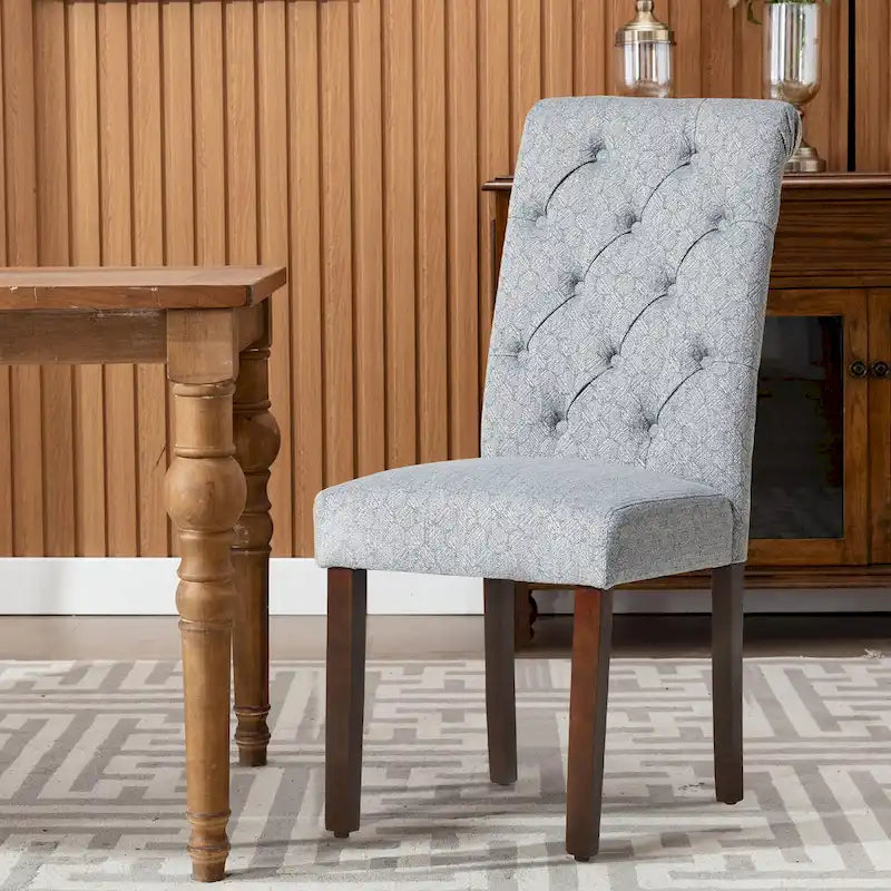 Tufted Parsons Dining Side Chairs ,Upholstered Fabric Dining Chairs Kitchen Chairs with Padded Seat(Set Of 2) - set of 2