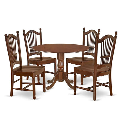 East West Furniture Kitchen Table Set - a Round Dining Room Table and Dining Chairs, Mahogany (Pieces Options)