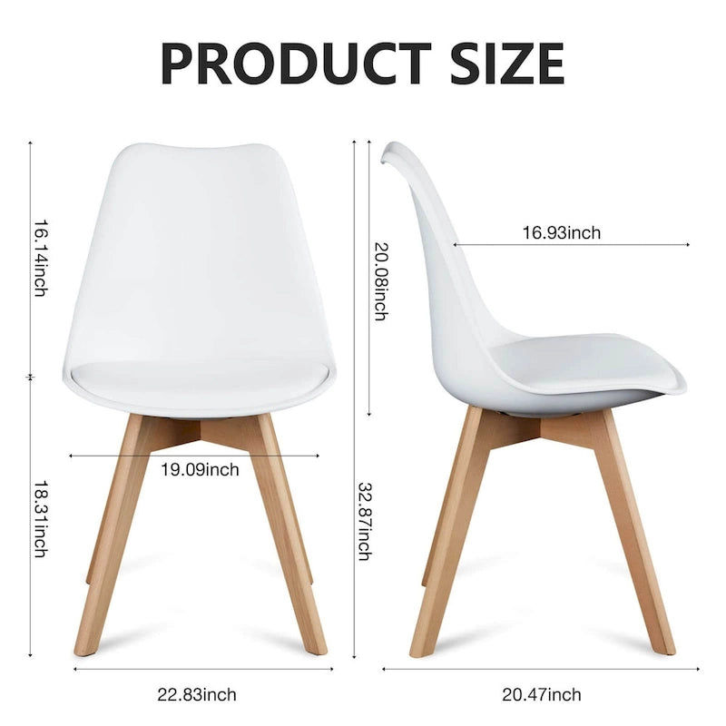 Dining Chair Set of 4 PU Leather Side Seating with Wood Legs