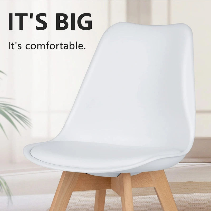 Dining Chair Set of 4 PU Leather Side Seating with Wood Legs