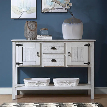 48 Solid Wood Sideboard Console Table with 2 Drawers and Cabinets and Bottom Shelf - N/A