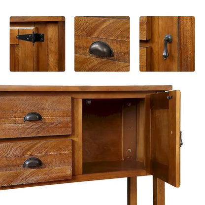 48 Solid Wood Sideboard Console Table with 2 Drawers and Cabinets and Bottom Shelf - N/A