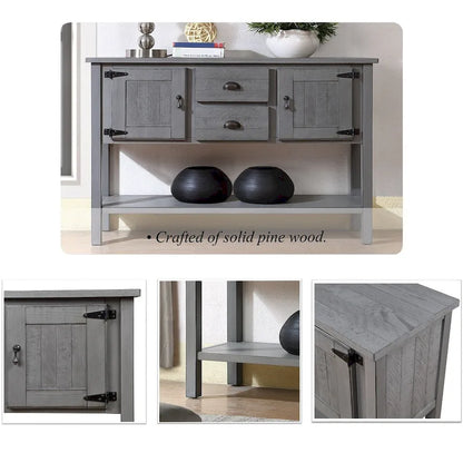 48 Solid Wood Sideboard Console Table with 2 Drawers and Cabinets and Bottom Shelf - N/A