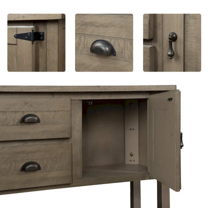 48 Solid Wood Sideboard Console Table with 2 Drawers and Cabinets and Bottom Shelf - N/A