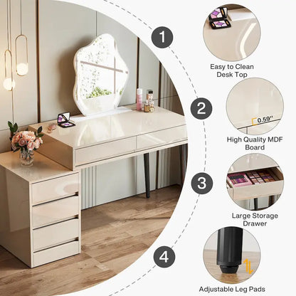Reversible Computer Desk with 5 Drawers