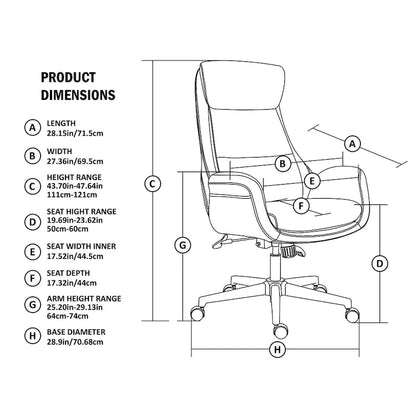 Modern High Back Adjustable Swivel Office Chair with Wheels Ergonomic