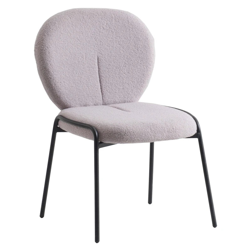Boucle Fabric Dining Side Chair with Iron Frame
