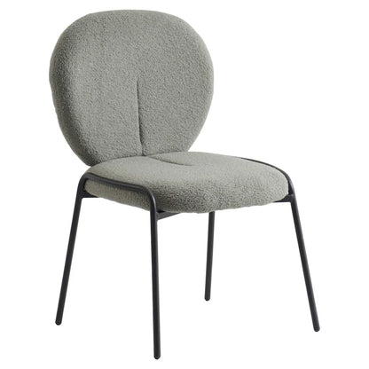 Boucle Fabric Dining Side Chair with Iron Frame