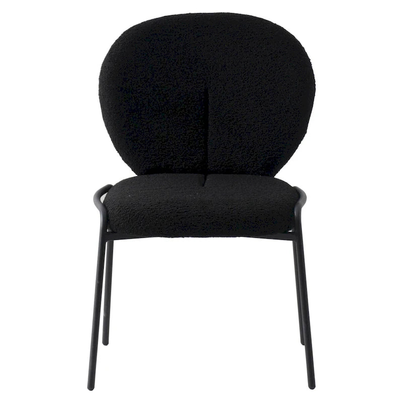 Boucle Fabric Dining Side Chair with Iron Frame