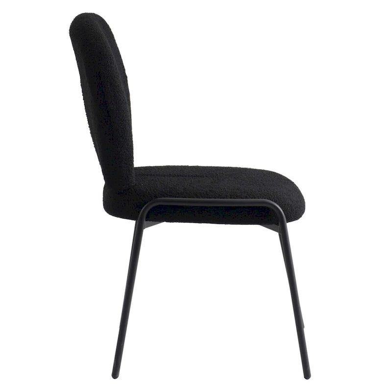 Boucle Fabric Dining Side Chair with Iron Frame