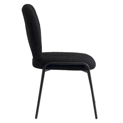 Boucle Fabric Dining Side Chair with Iron Frame