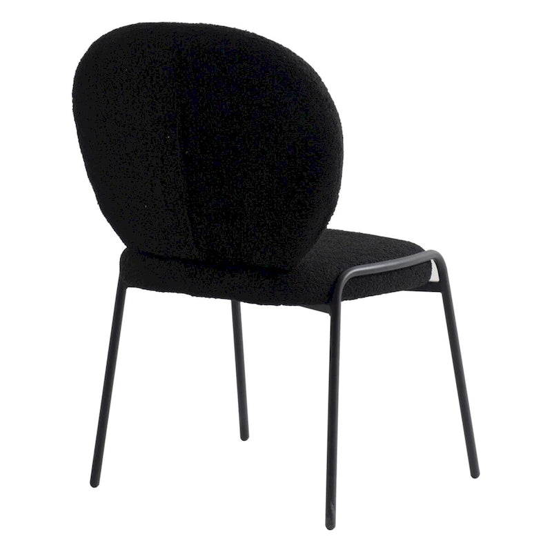 Boucle Fabric Dining Side Chair with Iron Frame