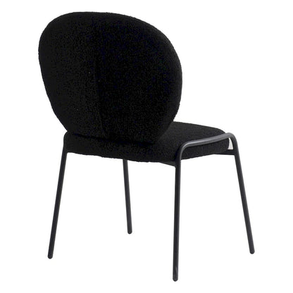 Boucle Fabric Dining Side Chair with Iron Frame