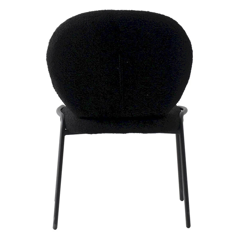Boucle Fabric Dining Side Chair with Iron Frame