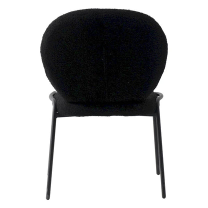 Boucle Fabric Dining Side Chair with Iron Frame
