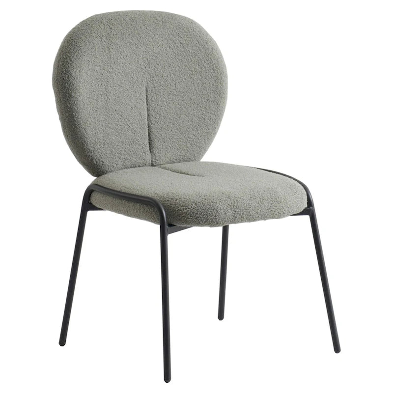 Boucle Fabric Dining Side Chair with Iron Frame