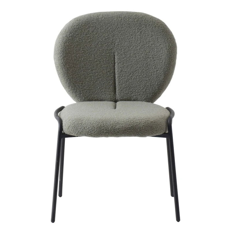 Boucle Fabric Dining Side Chair with Iron Frame