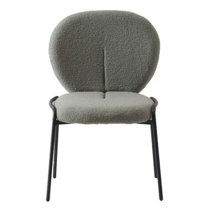 Boucle Fabric Dining Side Chair with Iron Frame