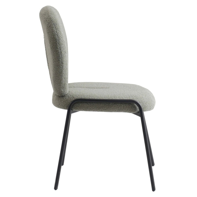 Boucle Fabric Dining Side Chair with Iron Frame