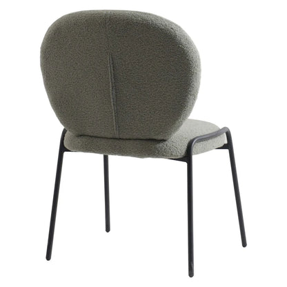 Boucle Fabric Dining Side Chair with Iron Frame