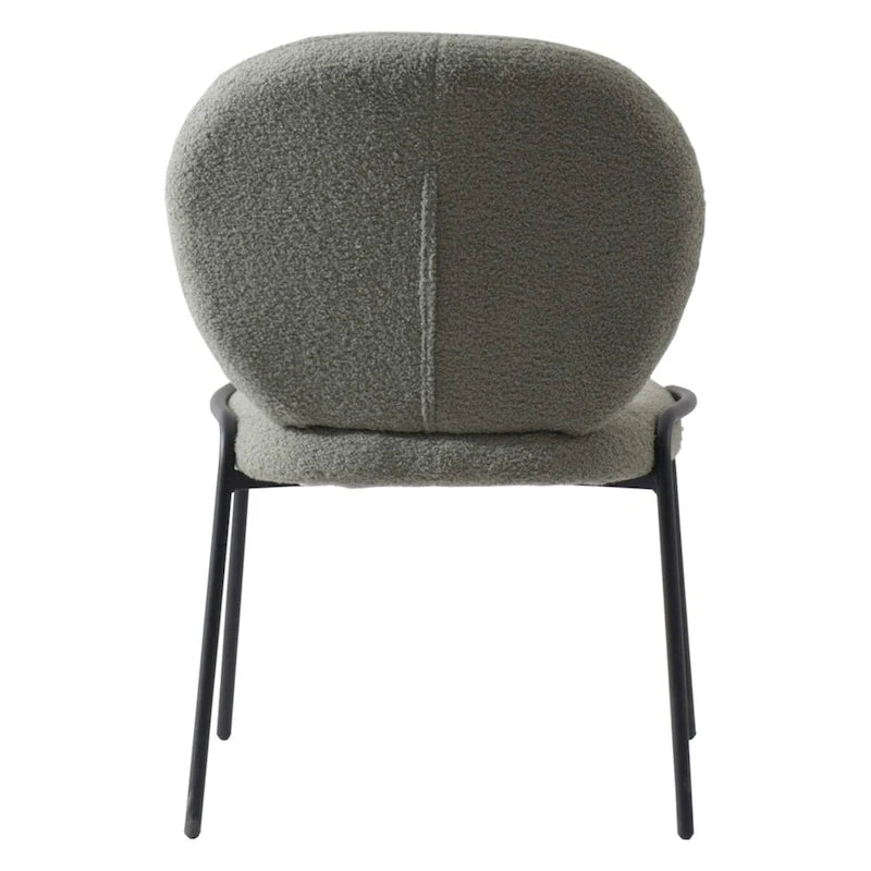 Boucle Fabric Dining Side Chair with Iron Frame