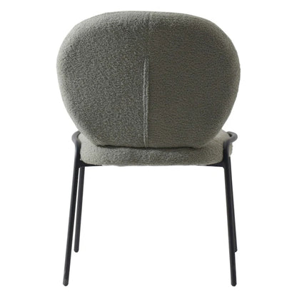 Boucle Fabric Dining Side Chair with Iron Frame