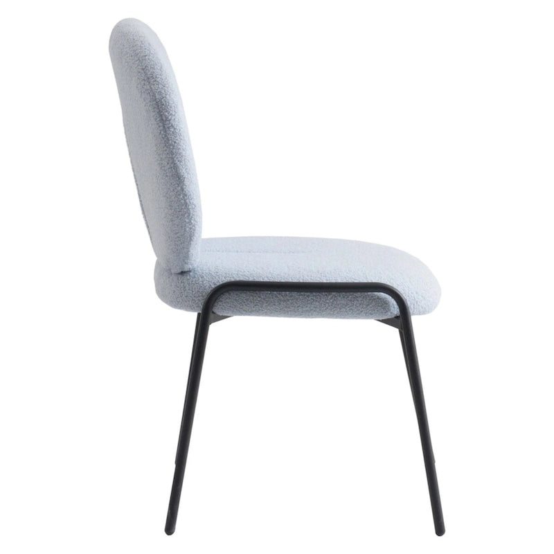 Boucle Fabric Dining Side Chair with Iron Frame
