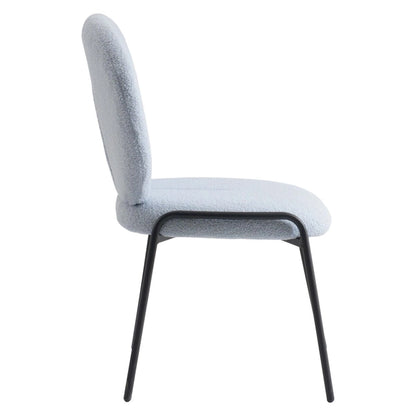 Boucle Fabric Dining Side Chair with Iron Frame