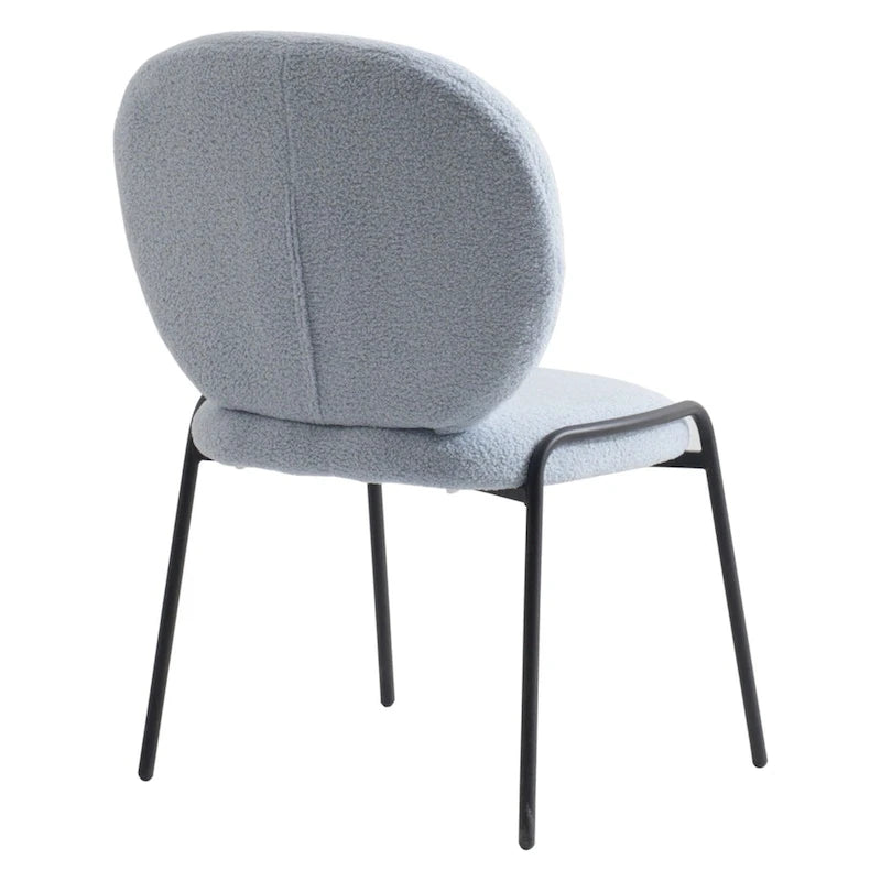 Boucle Fabric Dining Side Chair with Iron Frame