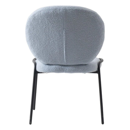 Boucle Fabric Dining Side Chair with Iron Frame