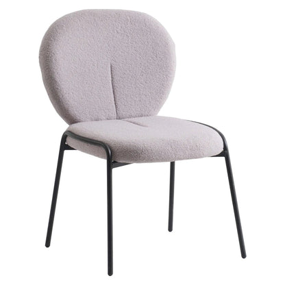 Boucle Fabric Dining Side Chair with Iron Frame