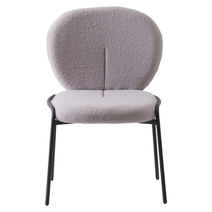 Boucle Fabric Dining Side Chair with Iron Frame