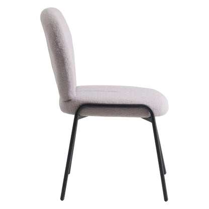 Boucle Fabric Dining Side Chair with Iron Frame