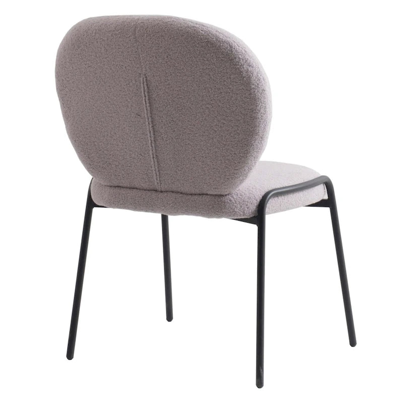 Boucle Fabric Dining Side Chair with Iron Frame