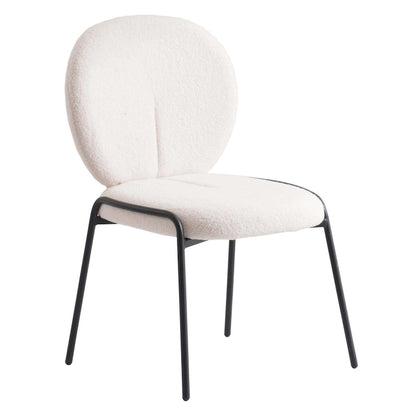 Boucle Fabric Dining Side Chair with Iron Frame