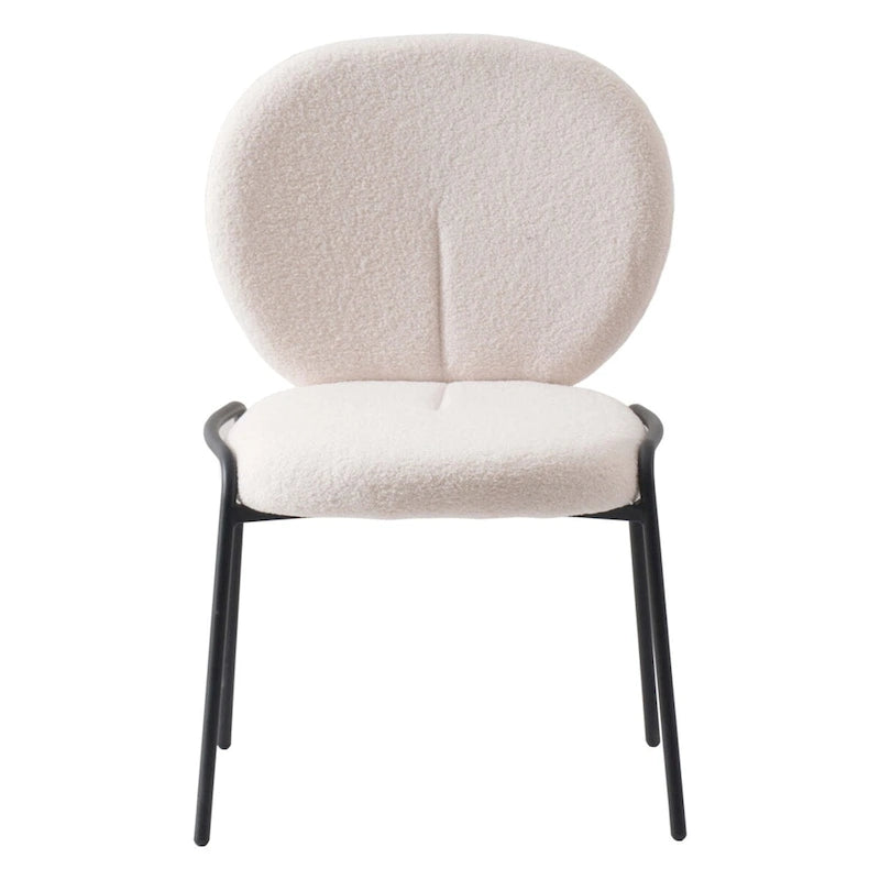 Boucle Fabric Dining Side Chair with Iron Frame