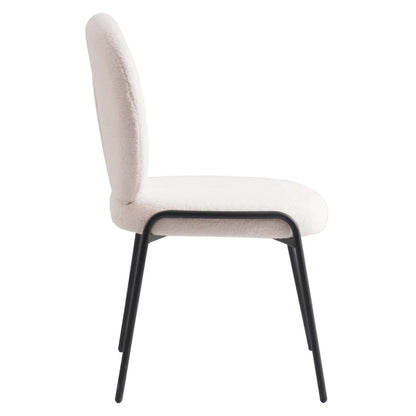 Boucle Fabric Dining Side Chair with Iron Frame