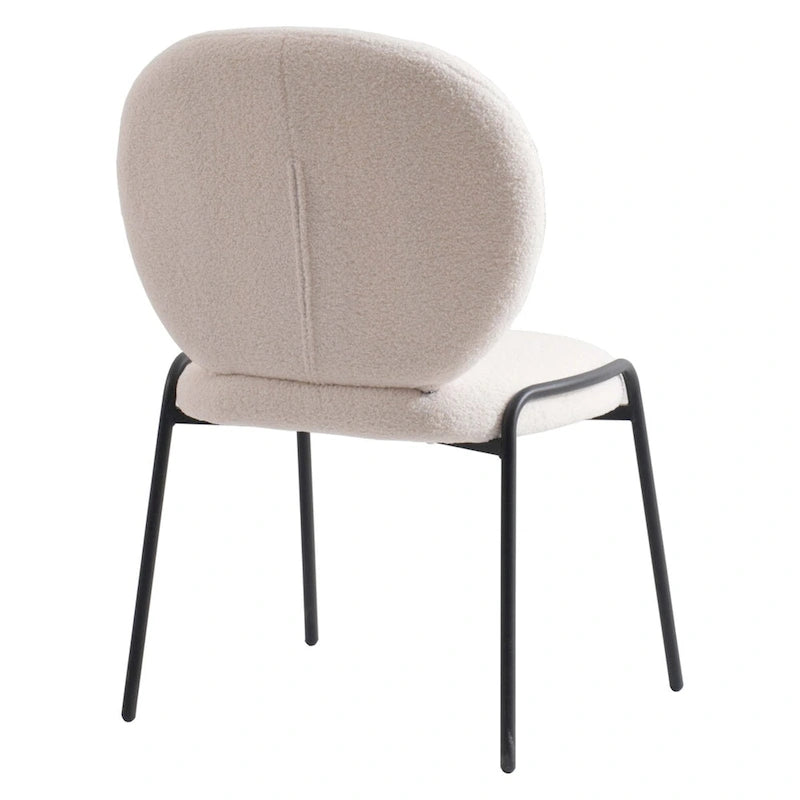 Boucle Fabric Dining Side Chair with Iron Frame