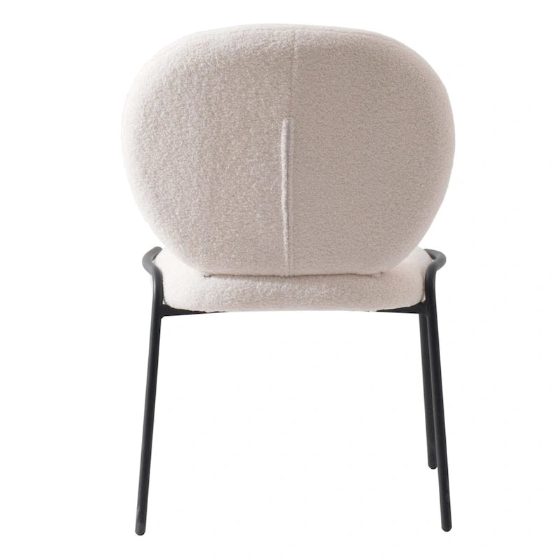 Boucle Fabric Dining Side Chair with Iron Frame