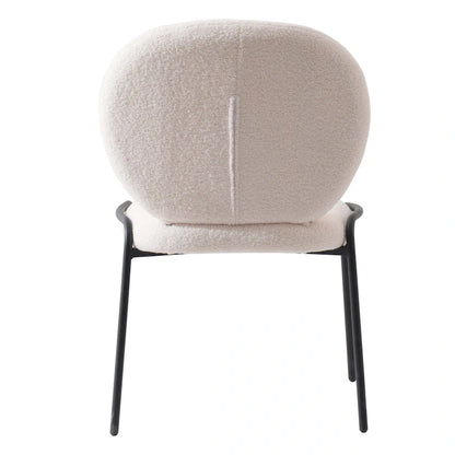 Boucle Fabric Dining Side Chair with Iron Frame