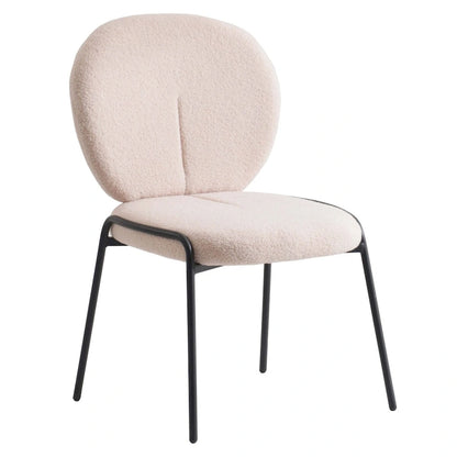 Boucle Fabric Dining Side Chair with Iron Frame