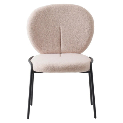Boucle Fabric Dining Side Chair with Iron Frame