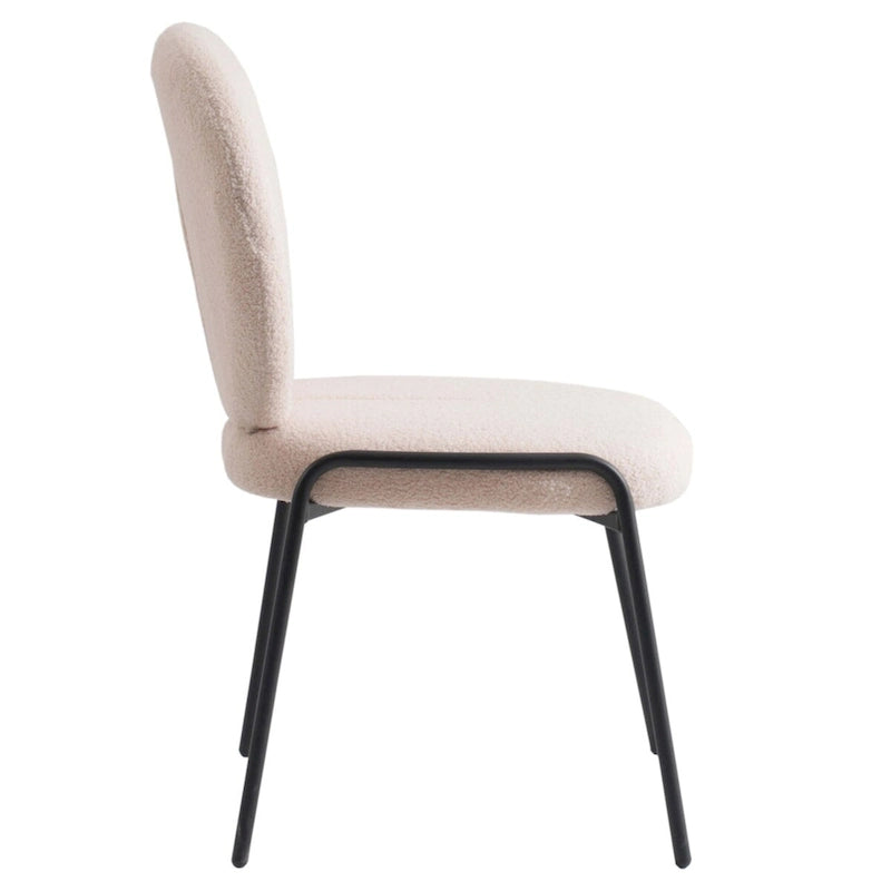 Boucle Fabric Dining Side Chair with Iron Frame