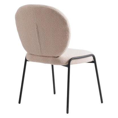 Boucle Fabric Dining Side Chair with Iron Frame