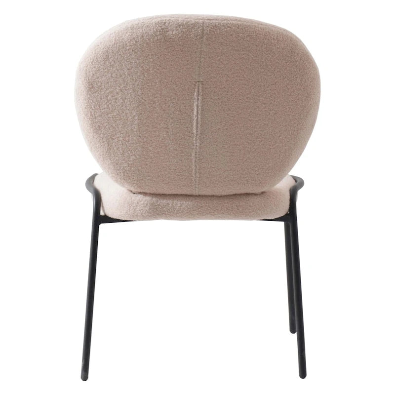Boucle Fabric Dining Side Chair with Iron Frame