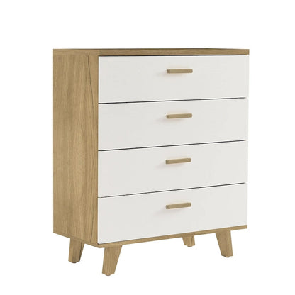Modern White Oak Storage Solid Wood Drawer Dresser Side Cabinet
