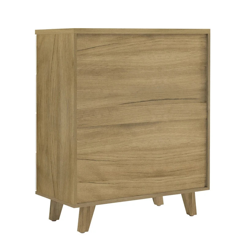 Modern White Oak Storage Solid Wood Drawer Dresser Side Cabinet