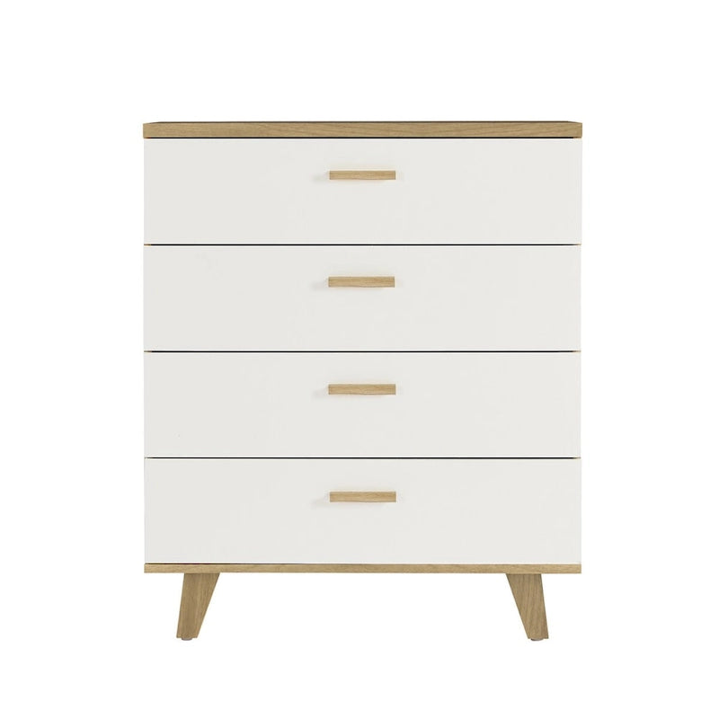 Modern White Oak Storage Solid Wood Drawer Dresser Side Cabinet