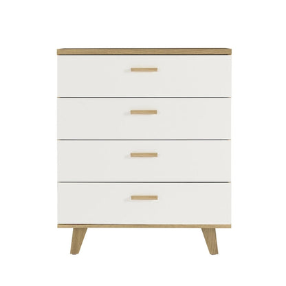 Modern White Oak Storage Solid Wood Drawer Dresser Side Cabinet