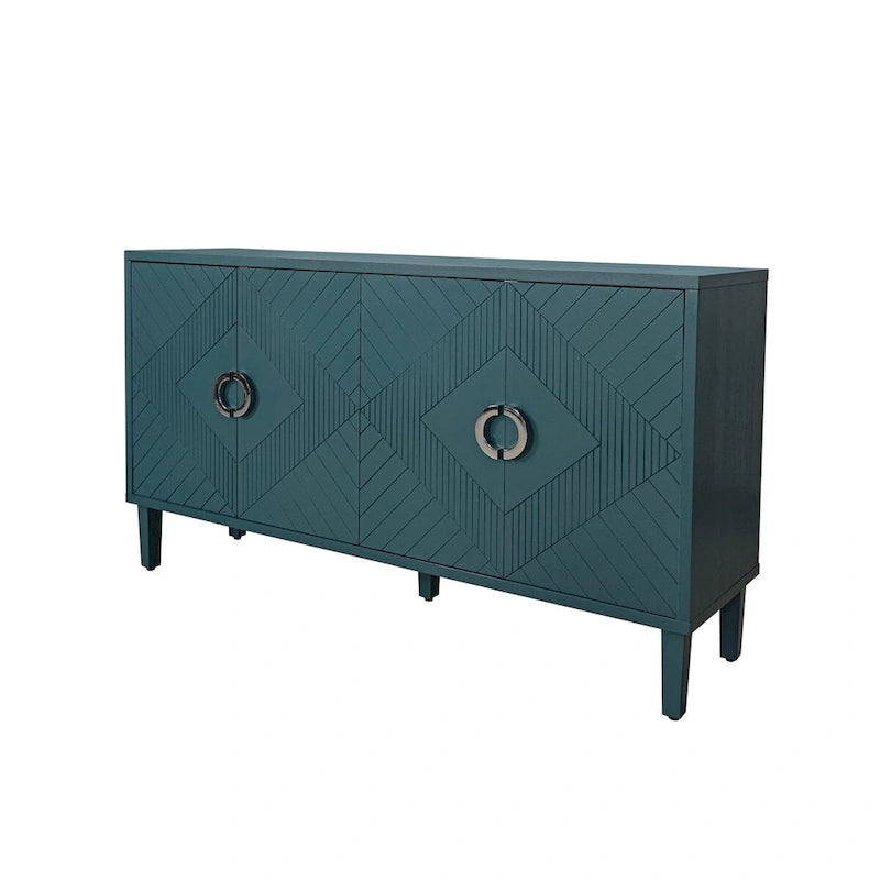 Unique Stylish 4-Door Storage Cabinet with Pine Legs Sideboard Buffets